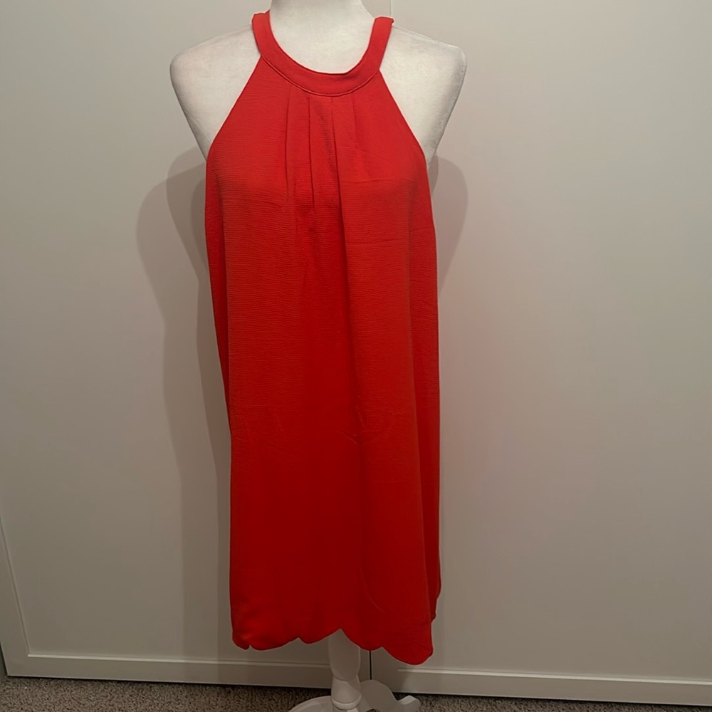 NWT Papermoon Orange Halter Neck Scalloped Hem Dress Sz M